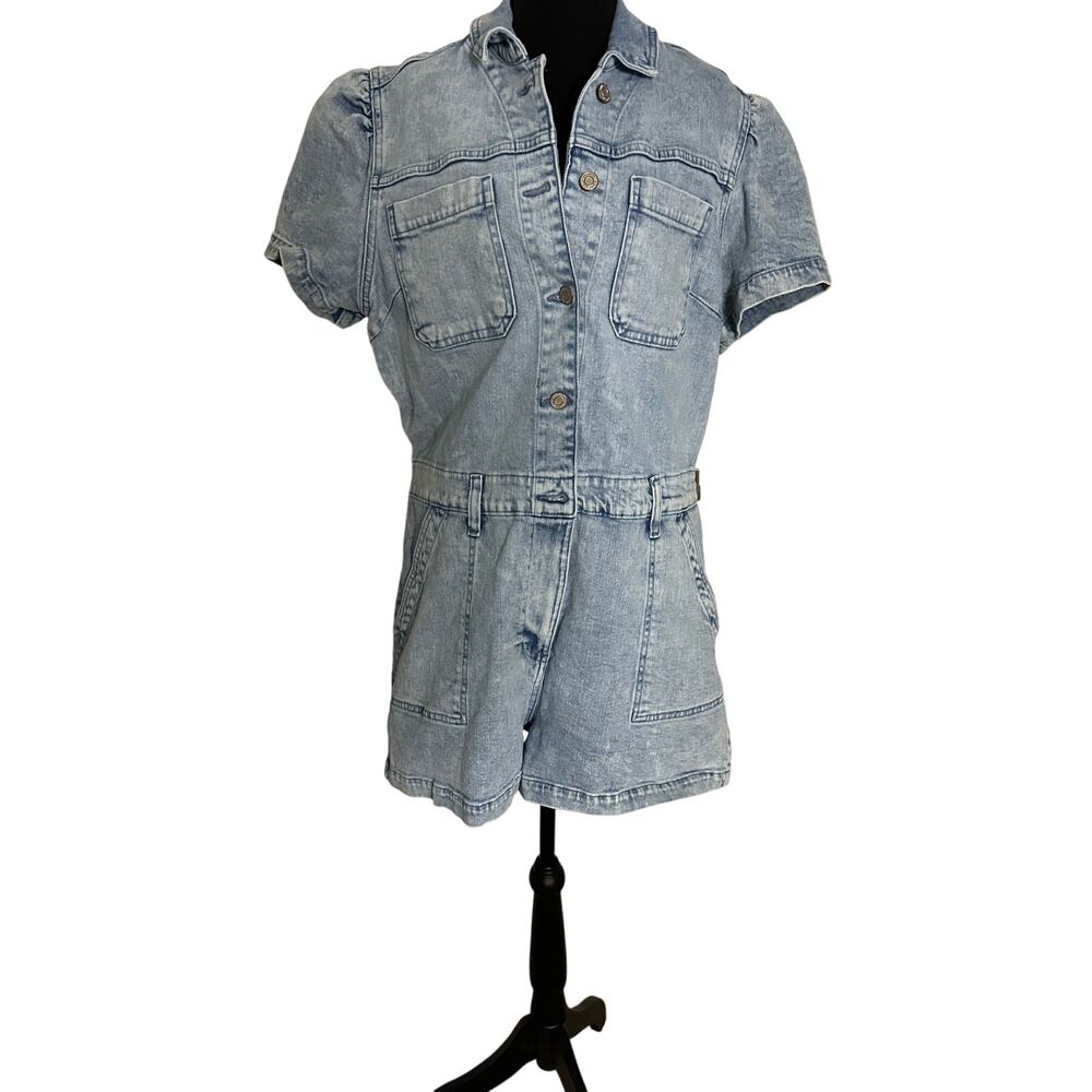 GAP Puff sleeve denim Romper